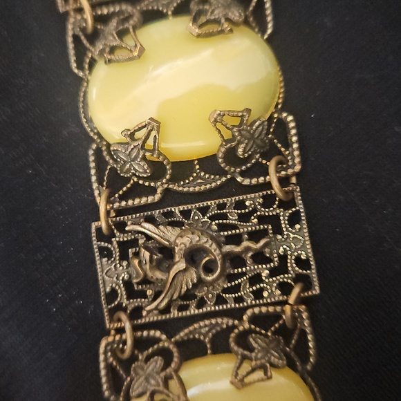 Vintage Czech Bracelet With Glass And Dragon Motifs - Picture 1 of 7